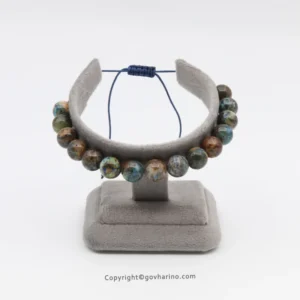 دستبند مهره سنگی جاسپر آسمانی