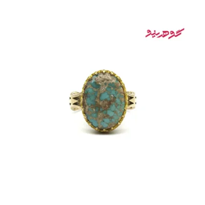 انگشتر فیروزه مردانه نقره کد 359