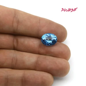 نگین توپاز آبی سوئیسی طبیعی کد 122