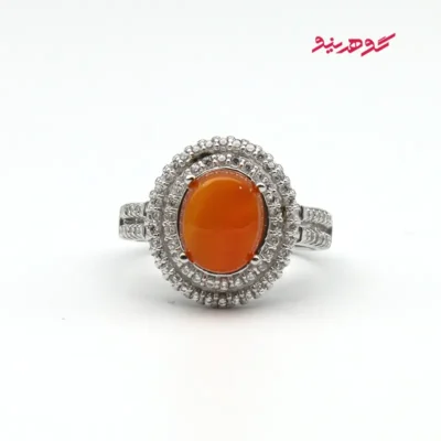 انگشتر عقیق سرخ یمنی زنانه نقره کد 428