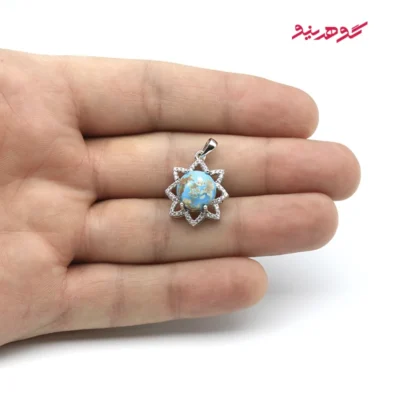 گردنبند فیروزه زنانه نقره کد 498