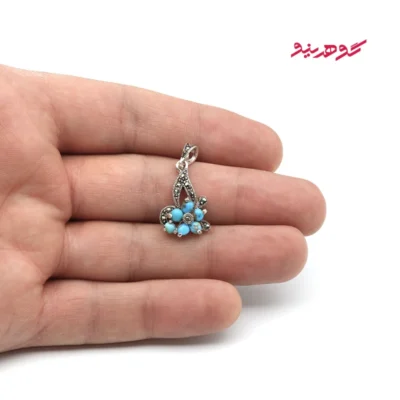 گردنبند فیروزه زنانه نقره مارکازیت کد 496