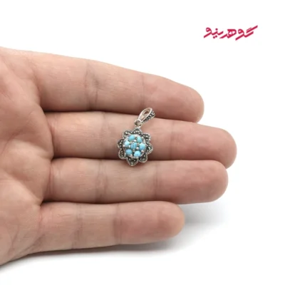 گردنبند فیروزه زنانه نقره مارکازیت کد 497