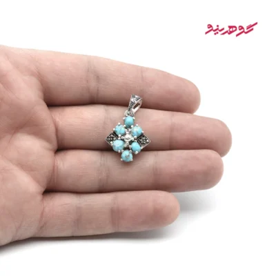 گردنبند فیروزه زنانه نقره مارکازیت کد 488