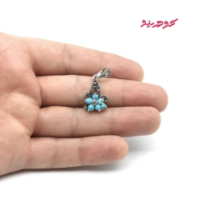 گردنبند فیروزه زنانه نقره مارکازیت کد 493