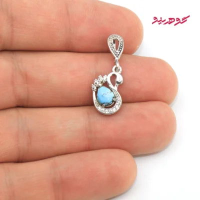 گردنبند فیروزه زنانه نقره مدل قو کد 515