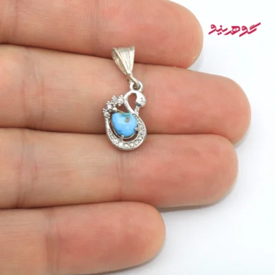 گردنبند فیروزه زنانه نقره مدل قو کد 514