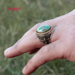 انگشتر فیروزه مردانه نقره کد 580